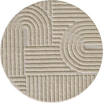 Art tapete pelo comprido redondo Ø 80cm bege
