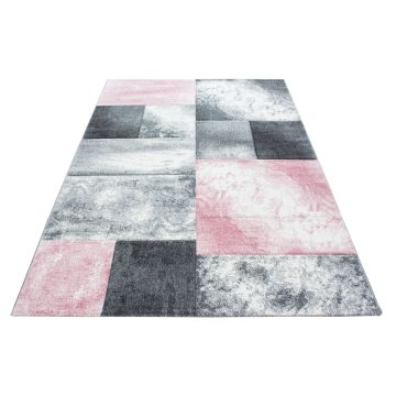 Hawaii Tetris tapete pelo curto retangular 80x150cm rosa