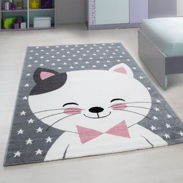 Kids Gatinho tapete infantil pelo curto retangular 120x170cm rosa