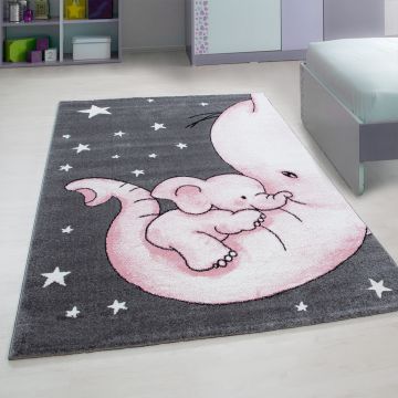 Kids Elefante tapete infantil pelo curto retangular 80x150cm rosa