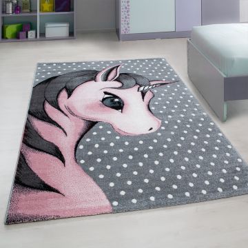 Kids Unicórnio tapete infantil pelo curto retangular 120x170cm rosa