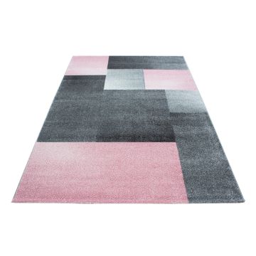 Lucca Blok tapete pelo curto retangular 80x150cm rosa