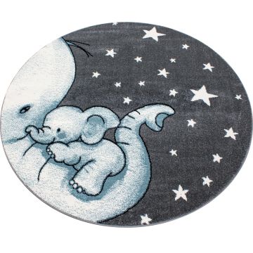 Kids Elefante tapete infantil pelo curto redondo Ø 120cm azul