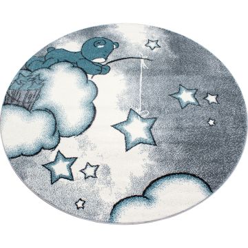 Kids Nuvens tapete infantil pelo curto redondo Ø 120cm azul