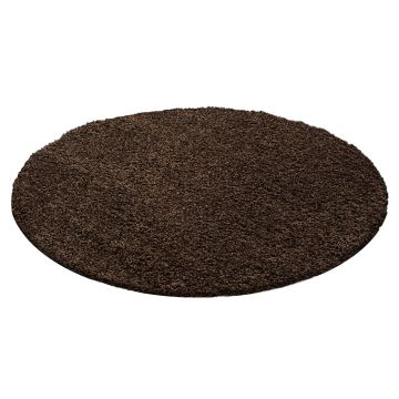 Life Shaggy tapete pelo comprido redondo Ø 120cm castanho