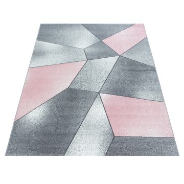 Beta 3D tapete pelo curto retangular 120x170cm rosa
