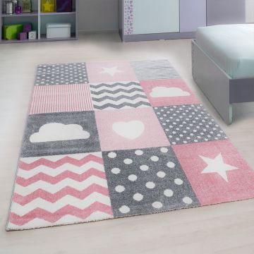 Kids País das Maravilhas tapete infantil pelo curto retangular 120x170cm rosa