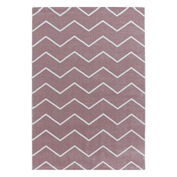 Rio Zigue-zague tapete pelo comprido retangular 140x200cm rosa claro