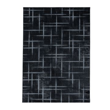 Costa Fisk tapete pelo curto retangular 120x170cm preto