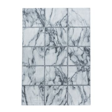 Naxos Azulejo tapete pelo curto retangular 140x200cm prateado