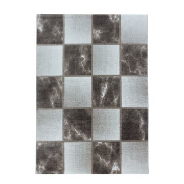 Ottawa Blok tapete pelo curto retangular 140x200cm castanho