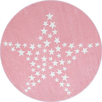 Bambi Estrela tapete infantil pelo curto redondo Ø 160cm rosa