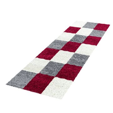 Life Shaggy Blok tapete pelo comprido passadeira 80x250cm vermelho