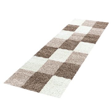Life Shaggy Blok tapete pelo comprido passadeira 80x250cm moka