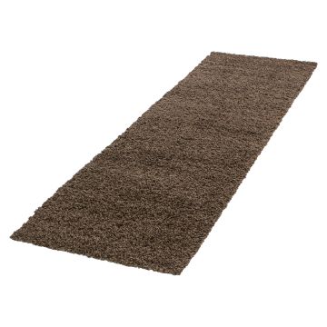 Life Shaggy tapete pelo comprido passadeira 80x250cm castanho