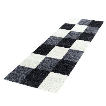 Life Shaggy Blok tapete pelo comprido passadeira 80x250cm preto