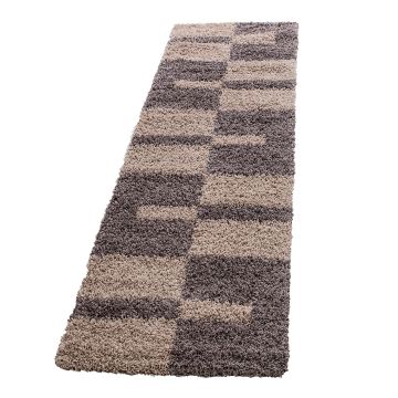 Gala Shaggy tapete pelo comprido passadeira 80x250cm taupe