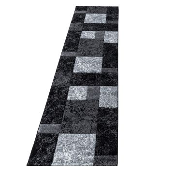 Hawaii Blocos tapete pelo curto passadeira 80x300cm preto