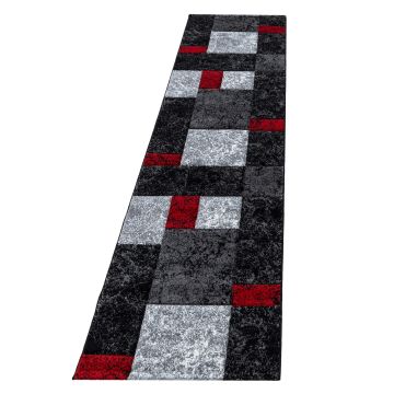 Hawaii Blocos tapete pelo curto passadeira 80x300cm vermelho