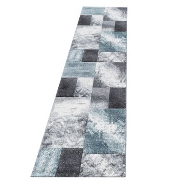Hawaii Tetris tapete pelo curto passadeira 80x300cm azul