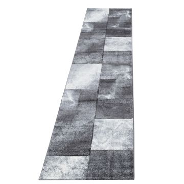 Hawaii Tetris tapete pelo curto passadeira 80x300cm cinzento