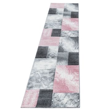 Hawaii Tetris tapete pelo curto passadeira 80x300cm rosa