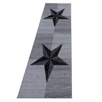 Plus Estrela tapete pelo curto passadeira 80x300cm cinzento