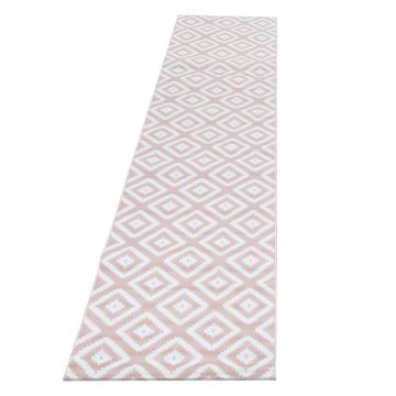 Plus Rhombus tapete pelo curto passadeira 80x300cm rosa
