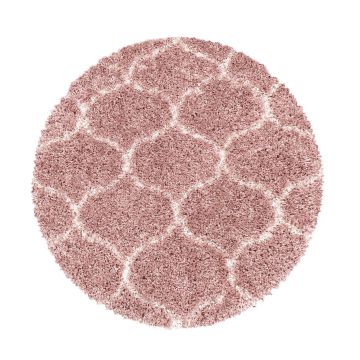 Salsa Shaggy tapete pelo comprido redondo Ø 80cm rosa claro
