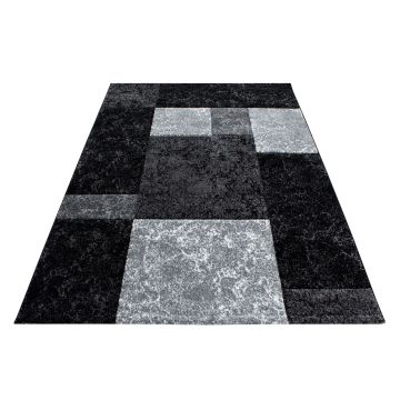 Hawaii Blocos tapete pelo curto retangular 120x170cm preto