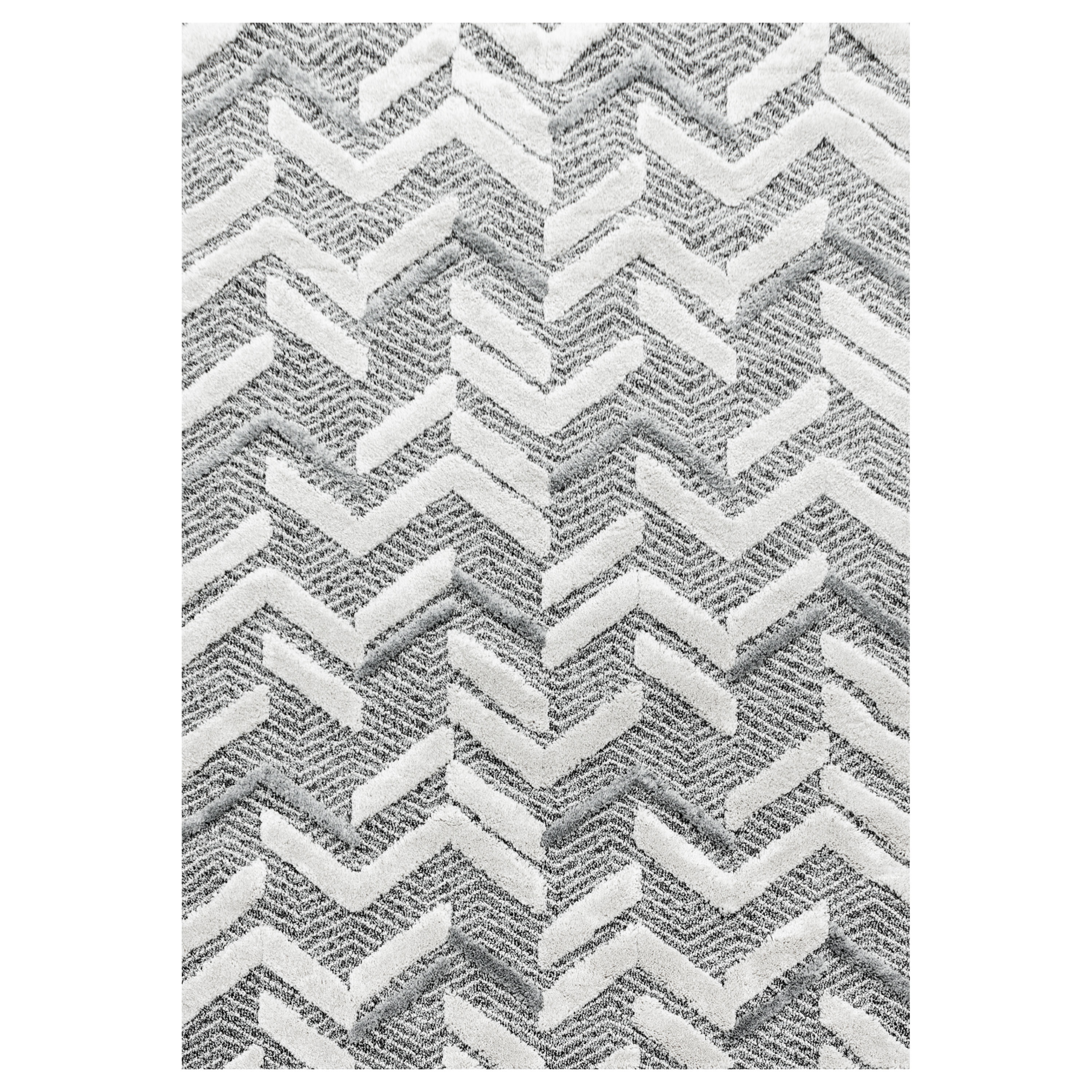 Pisa Zigue-zague tapete pelo comprido retangular 280x370cm cinzento
