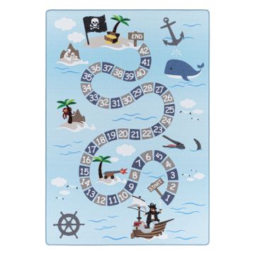 Play Piratas tapete infantil educativo números antiderrapante pelo em laço retangular 80x120cm azul