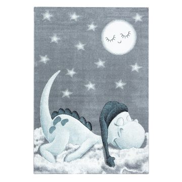 Bambi Dinossauro Dormindo tapete infantil pelo curto retangular 200x290cm azul
