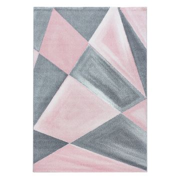 Beta Bakla tapete pelo curto passadeira 80x250cm rosa