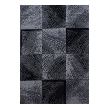 Plus Blok tapete pelo curto retangular 140x200cm preto