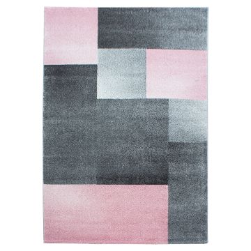 Lucca Blok tapete pelo curto retangular 240x340cm rosa