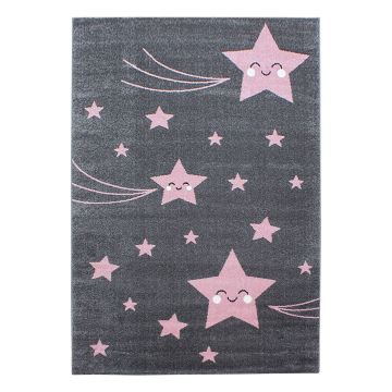 Kids Estrelas tapete infantil pelo curto retangular 140x200cm rosa