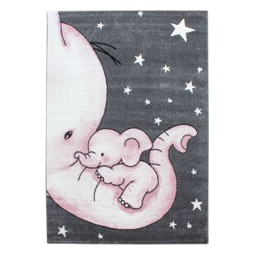 Kids Elefante tapete infantil pelo curto retangular 200x290cm rosa
