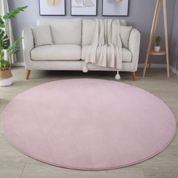 Sky tapete pelo curto redondo Ø 120cm rosa