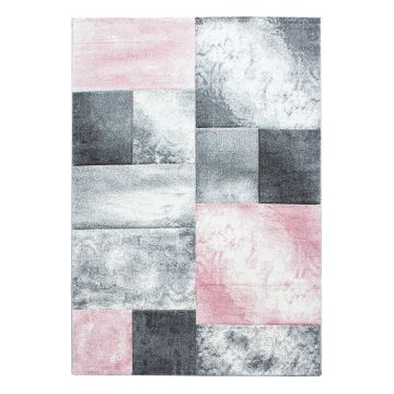 Hawaii Tetris tapete pelo curto retangular 280x370cm rosa