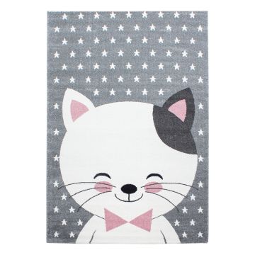 Kids Gatinho tapete infantil pelo curto retangular 200x290cm rosa