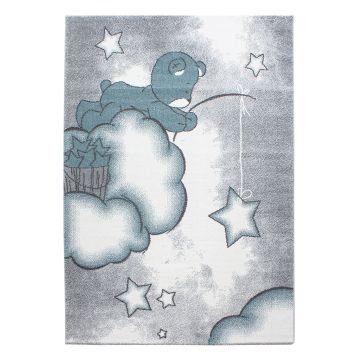 Kids Nuvens tapete infantil pelo curto retangular 140x200cm azul